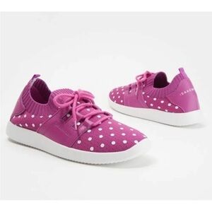 Isaac Mizrahi Live! Womens Summer Plum Polka-Dot Lace-Up $80 Sz 9.5M TINI {&}